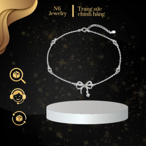 Lắc Chân Bạc Nữ N6Jewelry Nơ Treo Hạt Đá Nhẩy Lấp Lánh